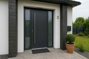 Moderne Haustür aus Polen mit Glas und Seitenteil – polendeals.de